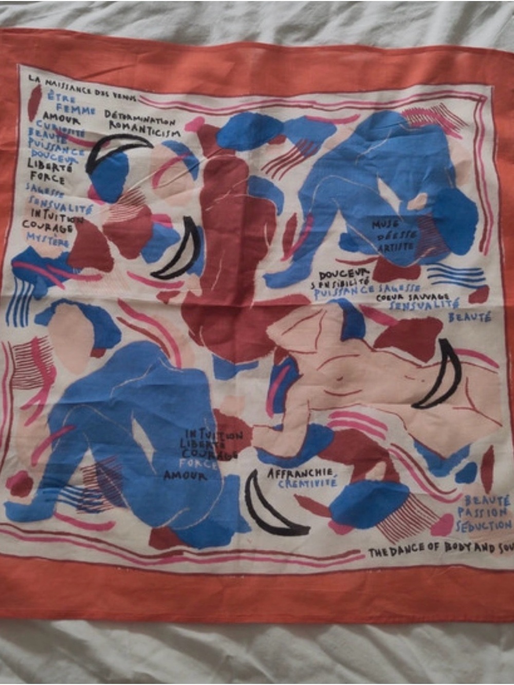 Sezane Artistic Abstract Body Print Square Scarf 56x56